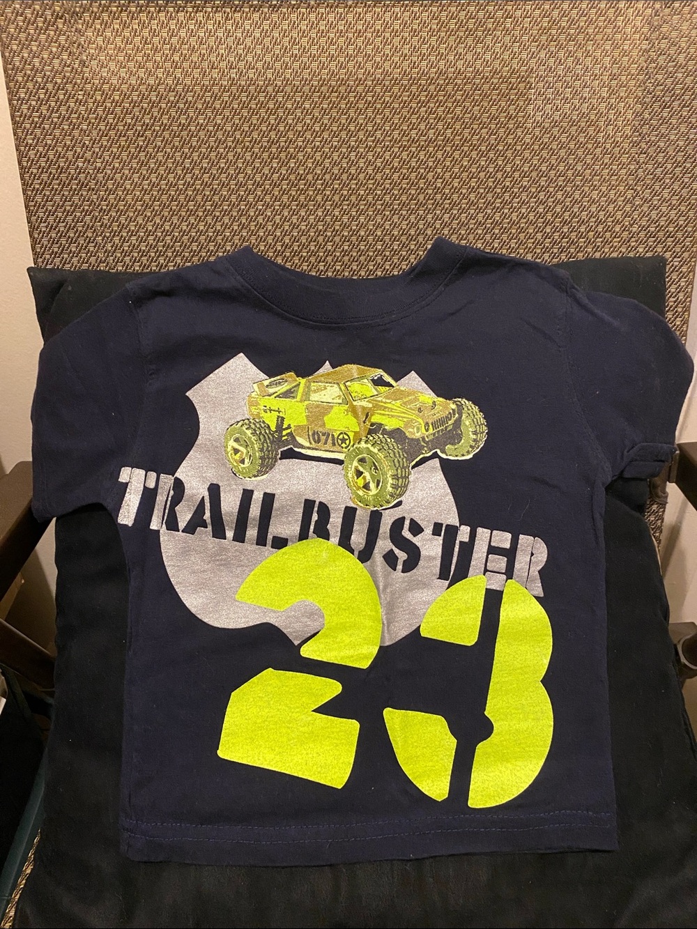 Faded Glory Boys Navy Tee with Neon Yellow Monster Truck Graphic 18M (B)